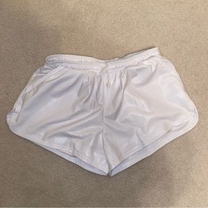 White Faux Leather Track Shorts